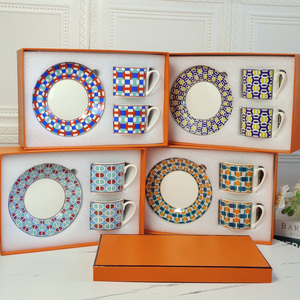 Energetic European Home <b>Decor</b> 2-Cup and Plate Ceramic Set Bone China for <b>Afternoon</b> <b>Tea</b> - Product Image 2