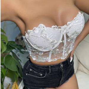 เสื้อครอปเซ็กซี่ลายดอกกุหลาบสำหรับวันวาเลนไทน์  ชุดชั้นในลูกไม้รัดรูป  เสื้อกล้ามแฟชั่นสำหรับผู้หญิง  ไม่มีสาย  ไม่มีแขน  เหมาะสำหรับงานปาร์ตี้  คลับ  และสตรีทแวร์ - Product Image 6
