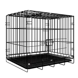 Collapsible Pet Dog Cage House With Tray Metal Crates Double-Door Kennel Dog House For Small Large Dogs Fast Delivery