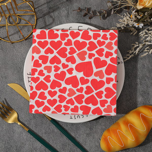 Red Heart Printed Paper Napkins 330mm Disposable Valentine'S Day Party Napkins 20 Sheets Per Pack - Product Image 2