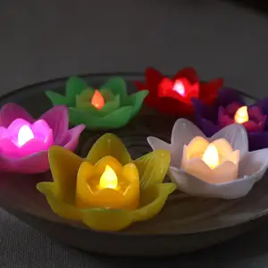 Светодиодная беспламенная подсвечник Lotus, Водонепроницаемый ночник с питанием от батарейки, подсвечник