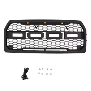 Rejilla de malla estilo Raptor en negro mate con emblema y luz LED para Ford <span class=keywords><strong>F150</strong></span> (modelos 15-17) - Product Image 1