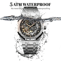Montre de luxe personnalisée OEM, bracelet en acier inoxydable 316L, boîtier multi-couches, cadran ajouré, verre résistant à l'eau, montre-bracelet pour homme
