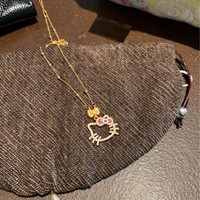 Collar con Colgante de Hello Kitty con Circonita Cúbica Brillante para Mujer, Chapado en Oro, Collar para Clavícula