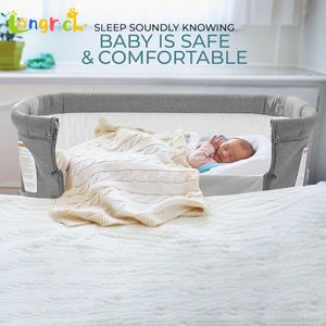 เปลเด็กทารกข้างเตียงปรับความสูงได้พร้อมที่เก็บของเตียงนอนเด็กแรกเกิดพร้อมคุณสมบัติที่สะดวกสบาย - Product Image 6