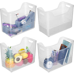 Eco-Friendly Transparent PP <b>Rectangular</b> <b>Storage</b> <b>Basket</b> 10-20L Capacity for Desktop Clutter Sorting - Product Image 1