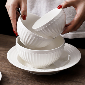 Factory Direct Nordic Minimalist White Porcelain Tableware <b>Set</b> Dinnerware Soup Bowls Eco-Friendly Dishwasher Safe <b>Microwave</b> Oven - Product Image 5
