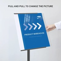 Support de signalisation au sol en aluminium A3 avec poteau en acier inoxydable de 104 cm, couvercle en acrylique anti-vent pour affiches de menu et présentoirs publicitaires