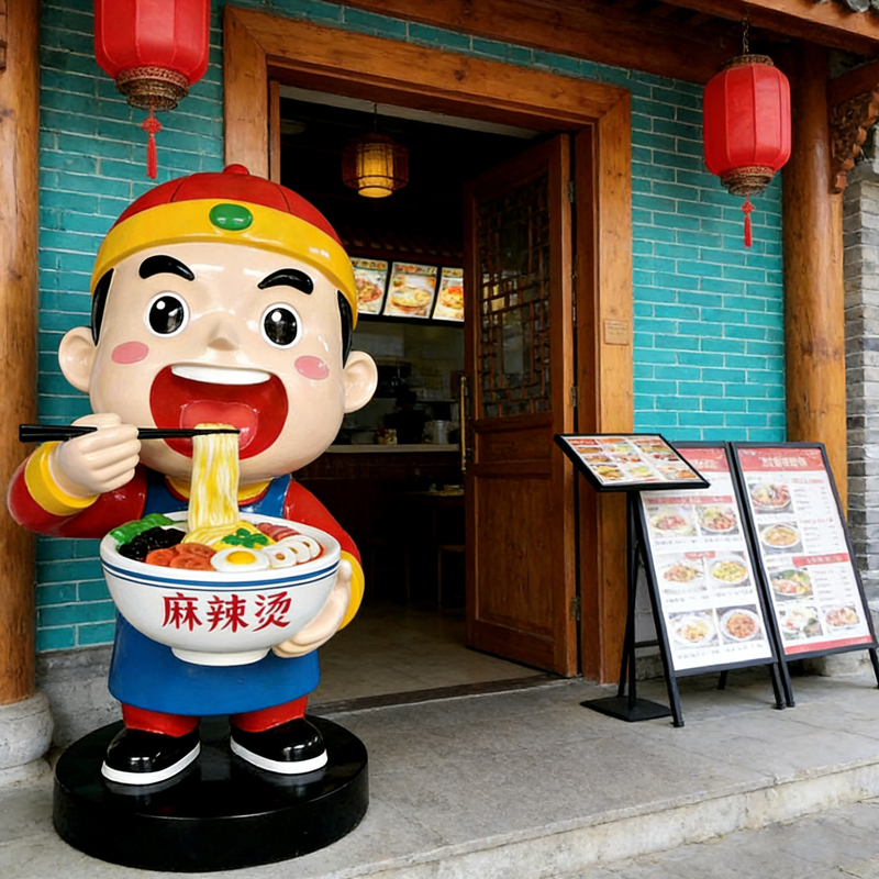 Funny Eating Hot Pot Statue, Cute Spicy Hot Pot Sculpture for ...