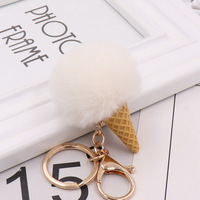 5cm Imitation loutre lapin boule de fourrure porte-clés lumière clé pendentif en peluche porte-clés fille sac à main clés, accessoires de voiture