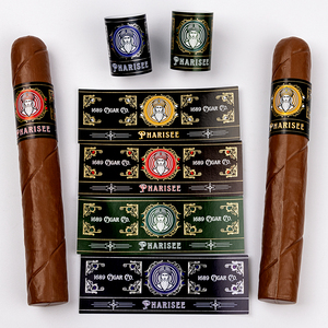 Die Cut Glossy Gold Foil <strong>Sticker</strong> Embossment in the Shape of Custom <strong>Printed</strong> Cigar Band Ring Wrap Label for Ciga - Product Image 6