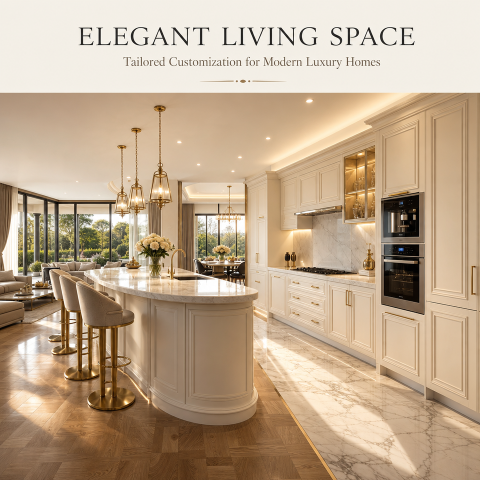 Integrated Kitchen Cabinet System Custom Size Natural Wood Marble Look ...