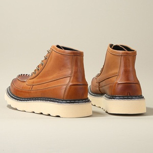 Botas de Trabajo de Cuero Antideslizantes y Resistentes al Desgaste con Aumento de Altura, Versátiles, Casuales, Retro, Transpirables y Modernas - Product Image 3