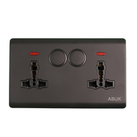 ABUK Interrupteurs et prises électriques muraux modernes 1/2/3/4 gangs 86 EU UK 220V 20A 40A à bouton rond avec néon tactile et 2 ports USB Type-C
