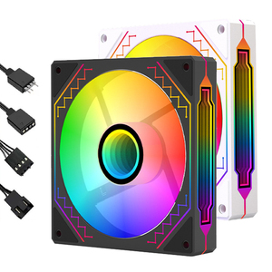 Qiuzom-नियंत्रित 120 मिमी आर्गब प्रशंसक प्रिज्म डबल-पक्षीय दर्पण, सार्वभौमिक पीसी केस कूलिंग के लिए दिव्य प्रकाश आरा सिंक्रनाइज़ेशन - Product Image 1