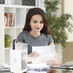 Portable Air Cooler 60W DC 3 Speeds Nightlight Mechanical Control Home Office Camping Use Freestanding Plastic White - Product Image 5