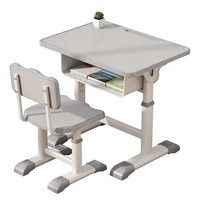 Ensemble table et chaise d'étude multi-usages certifiés avec surface tableau blanc, réglable pour enfants de 4 à 12 ans, bureau durable en bois massif et métal