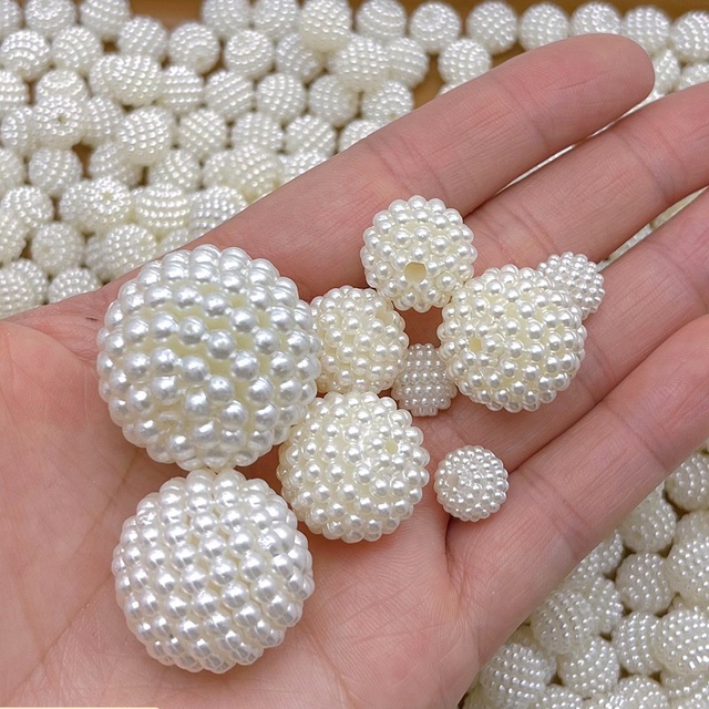 10/12/14/16/18/20/25/28mm White Black ABS Round Berry Pearl Beads for Making Bags Phone Chains Hairstrings and Flower Balls