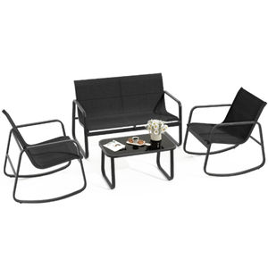 आधुनिक 3-टुकड़ा लोहे के बिस्ट्रो वार्तालाप आंगन और पार्क के लिए आरामदायक आउटडोर डाइनिंग गार्डन सेट - Product Image 2