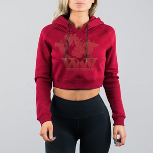 Made in Pakistan CropTop Sweet Streetwear Women Solid Color Hooded Long sleeved Sports Run <b>Thin</b> Sweater <b>Hoodie</b> - Product Image 2