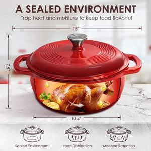 Marmite à soupe <span class=keywords><strong>en</strong></span> <span class=keywords><strong>fonte</strong></span> émaillée de haute qualité de 26 cm, faitout, <span class=keywords><strong>cocotte</strong></span> antiadhésive <span class=keywords><strong>en</strong></span> céramique, compatible avec diverses plaques de cuisson - Product Image 2