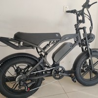 Bicicleta Eléctrica Todoterreno de 20 Pulgadas con Motor de 48V en la Rueda Trasera, Neumáticos Anchos, Asistencia Eléctrica, para Nieve y Playa, V8 Racing, Frenos de Disco Dobles