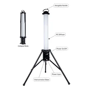 Luz de trabalho 40w 65w portátil & teledcópica, led 360, iluminação cilíndrica, funcional, para áreas externas