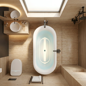 Baignoire ovale autoportante en acrylique 1,8 m, design moderne, avec drain central, pour salle de bain - Product Image 1