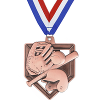Médailles sportives créatives en alliage de zinc moulé, or, argent, bronze, pour événements de baseball, commémoratives, logo 3D personnalisé, vente en gros sur mesure