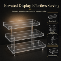 Support de service surélevé transparent à 3 niveaux, personnalisé et très demandé, pour buffet de mariage, desserts, pâtisseries, sushis, présentoir à gâteaux en acrylique