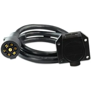 J452 7-Way Trailer Extension Cord Wire 6 Ft - 7 Pin Connector Plug for RV Trailer, Caravan, 5th Wheel to Truck or Van