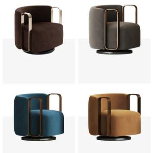 Wss Modern Fabric Lounge Swivel Armchair Luxury Gold Metal Frame Velvet Single Sofa <b>Chair</b> for Living Room Furniture - Product Image 6
