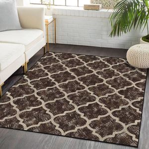 Ensembles de tapis marocains bohèmes à poils doux pour chambre à coucher, style esthétique, Glow Trench Dress, Lange Flat Bed Evolution Surface Immersion Area Rugs - Product Image 4