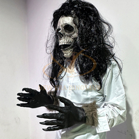 Masque de crâne de fantôme Animatronic réaliste pour la fête d'Halloween Masque en tissu métallique pour les centres commerciaux hantés intérieurs Aéroports Garderies