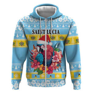 All'ingrosso Saint Lucia Flag leon Print Cricket giacca da allenamento invernale <span class=keywords><strong>con</strong></span> cappuccio <span class=keywords><strong>con</strong></span> cerniera e <span class=keywords><strong>felpa</strong></span> dei pesi massimi foderata in pile - Product Image 5