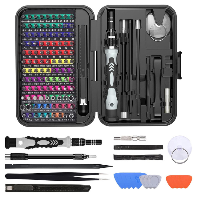 OwiHaerxis Precision Magnetic Screwdriver Kit 132 Bits Plastic Handle Flat Head DIY Electronics Repair Tool for Phone Tablet PC