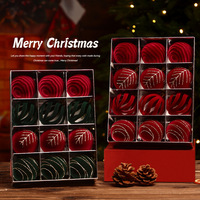 Boules de Noël Mishi en velours rouge bordeaux, à sequins et motifs peints, 3 couleurs, 12 pièces, 6 cm, pendentifs en polaire, modèle SD-AS