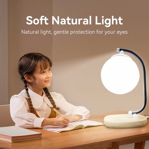 ไฟ LED สร้างบรรยากาศ, ไฟข้างเตียงในห้องนอน, โคมไฟตั้งโต๊ะทรงกลม, ไฟอุ่นอเนกประสงค์แบบ USB พร้อมระบบชาร์จไร้สายและป้องกันดวงตา - Product Image 3