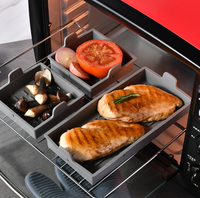 4PCS Séparateurs de plaques de cuisson en silicone de qualité alimentaire avec poignées robustes et résistantes à la chaleur Plateau en silicone réutilisable pour les repas