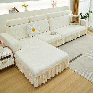 Funda de sofá elástica de cobertura total, protector de muebles para sala de estar con volantes para sofá en forma de L, uso en todas las estaciones - Product Image 2