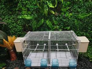 Vente en gros de nouvel arrivage double cage d'élevage d'oiseaux perroquet gris africain en acier inoxydable avec séparateur Cage à oiseaux en métal - Product Image 4