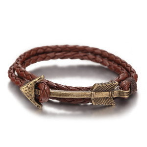Pulsera de cuero con forma de flecha, chapada en plata antigua, unisex, estilo vintage, regalo - Product Image 5