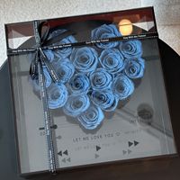 Cadeaux personnalisables QY pour la Saint-Valentin et la fête des mères, boîtes en acrylique CD roses éternelles, boîtes de fleurs de roses préservées