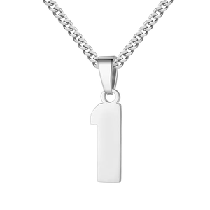 Collier pendentif numéro sportif tendance Artivelle unisexe en acier inoxydable plaqué argent 22, motif bambou porte-bonheur, sans ternissement, sans nickel, cadeau - Product Image 1