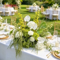 Centre de table artificiel en soie bleu et blanc de 50 cm, orchidée, delphinium, verdure pour la décoration de table de mariage ou de jardin