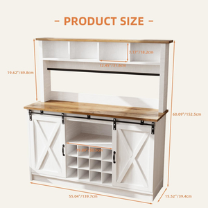 ארון בר קפה, בר יין עם מתלי יין, ארון אחסון צמד עם דלתות האסם לסלון מטבח - Product Image 4