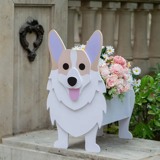 Moderner Hausgarten liefert Hof dekoration Lagerplätze Haustier Nette Hunde Corgi Blumentopf