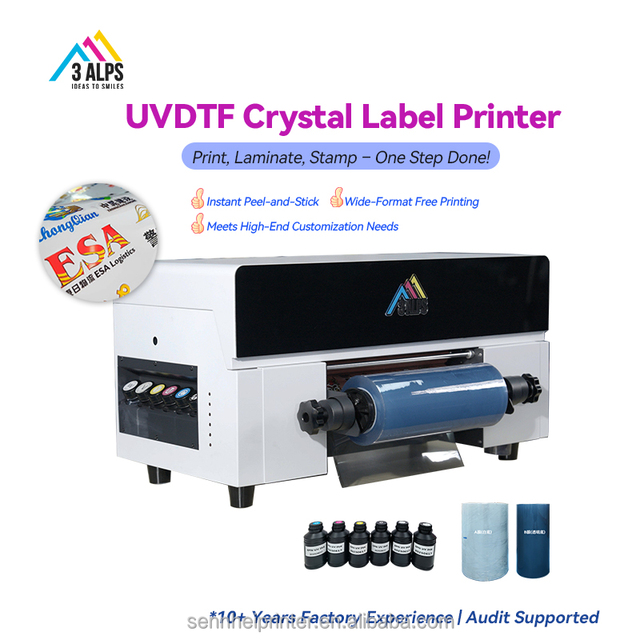 3ALPS DX7 A3 UV DTF Label Printer CMYK UV Ink USB Control Automatic 30cm Bottle Label Printing