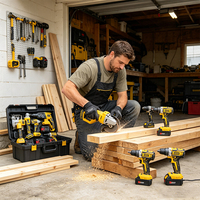 Ensemble d'outils électriques sans fil sans balais avec perceuse, meuleuse et batterie, coffret rigide OEM - Kit d'outils professionnels pour la rénovation domestique