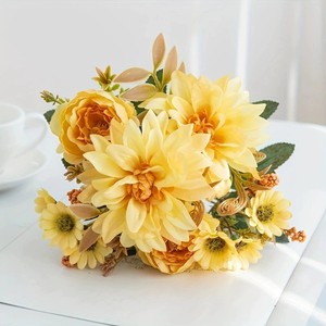 <span class=keywords><strong>Bouquet</strong></span> de fleurs artificielles réalistes en soie, 5 têtes de roses Vénus <span class=keywords><strong>et</strong></span> pivoines, décoration moderne pour la maison, accessoires de photographie extérieure pour la Saint-Valentin - Product Image 4